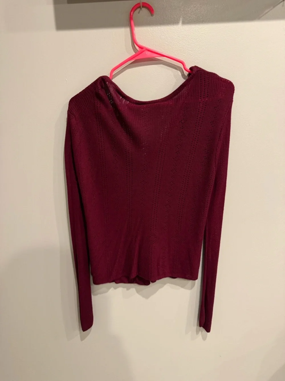 Wine Ribbed Button-Front Cardigan - Picture 2 of 3